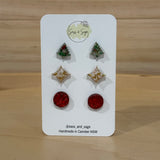 Christmas Glitter Resin Stud Pack (3 pairs)