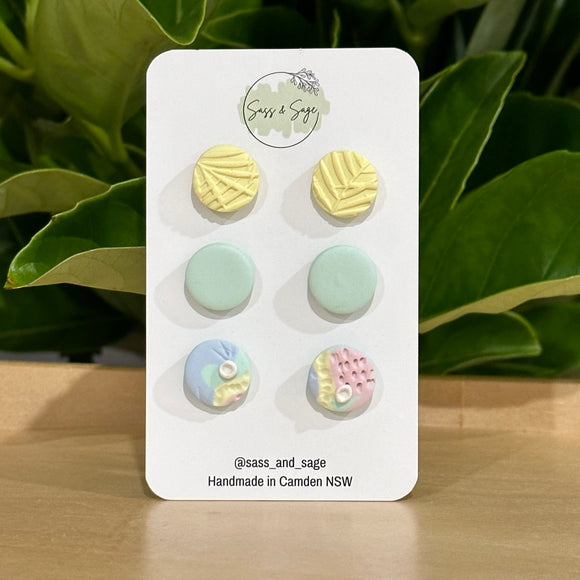 Pastel Medium Stud Pack (3 pairs)