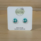 Mini studs - Gingham with White print