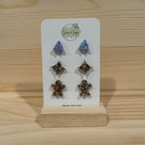 Christmas Glitter Resin Stud Pack (3 pairs)