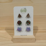 Christmas Glitter Resin Stud Pack (3 pairs)