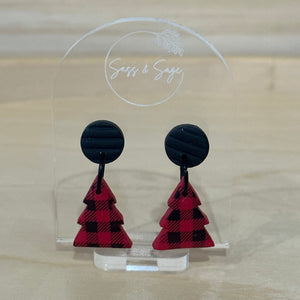 Small Gingham Christmas Trees Dangles