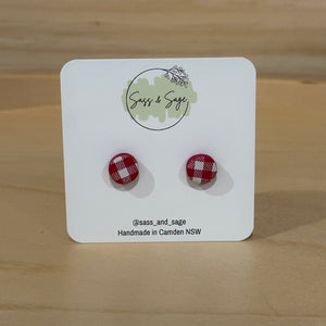 Mini studs - Gingham with White print