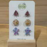 Christmas Glitter Resin Stud Pack (3 pairs)