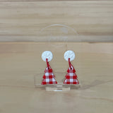 Red & White Gingham Christmas Trees Dangles