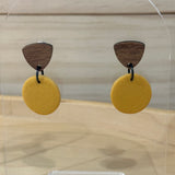 Mustard Wood Top Textured Dangles