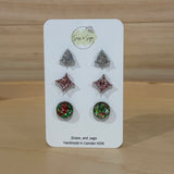 Christmas Glitter Resin Stud Pack (3 pairs)