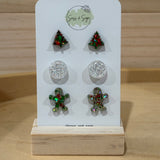 Christmas Glitter Resin Stud Pack (3 pairs)