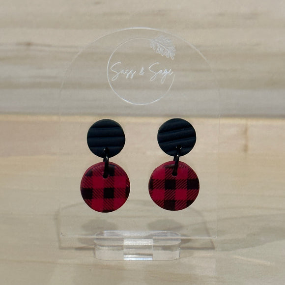 Mini Round Gingham Dangles