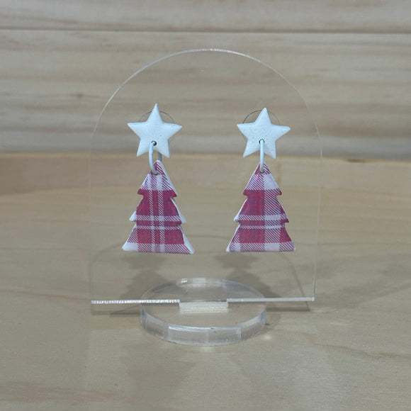 Tartan Print Christmas Tree Dangles