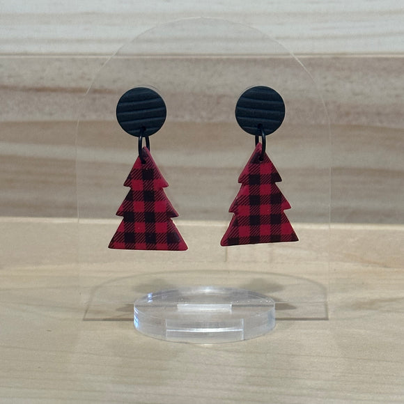 Large Red Christmas Tree Gingham Dangle