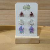 Christmas Glitter Resin Stud Pack (3 pairs)