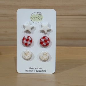 Medium Christmas Stud Pack (3 pairs)