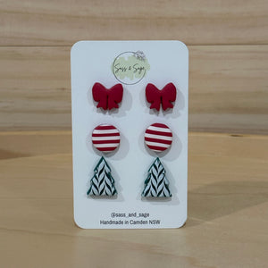 Medium Christmas Stud Pack (3 pairs)