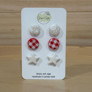 Medium Christmas Stud Pack (3 pairs)