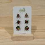 Christmas Glitter Resin Stud Pack (3 pairs)