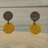 Mustard Wood Top Dangles - Floral