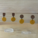 Mustard Wood Top Dangles - Floral
