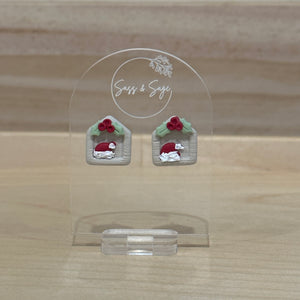 Christmas Eve Studs - Holly & Santa