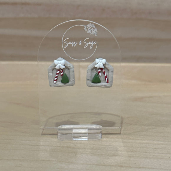 Christmas Eve Studs - Bow, tree & Candy Cane