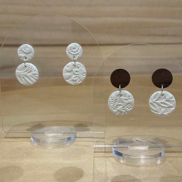 White Lace Round Earrings