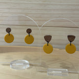 Mustard Wood Top Textured Dangles