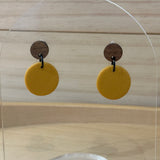 Mustard Wood Top Textured Dangles