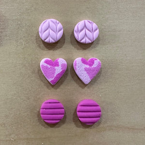 Mini Pink Stud Pack (3 pairs)