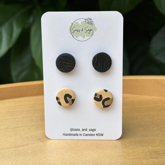 Animal Print Studs - Twin Pack