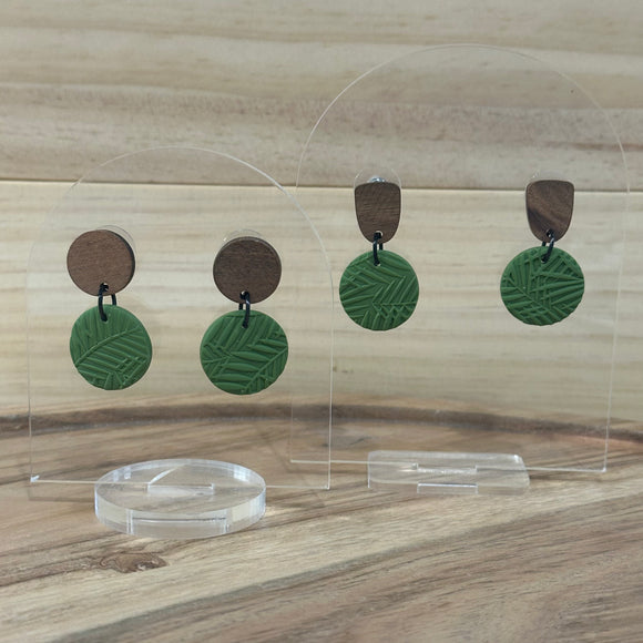 Khaki Palm Wood Top Dangles