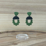 Khaki & Black Scalloped Dangles