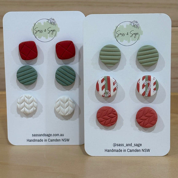 Medium Christmas Stud Pack (3 pairs)