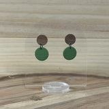 Khaki Round Wood Top Dangles