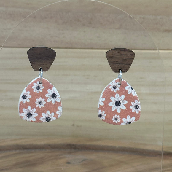 Mustard Flower Dangles on Wood Stud
