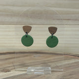 Khaki Round Wood Top Dangles