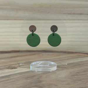 Khaki Round Wood Top Dangles