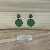 Khaki Round Wood Top Dangles