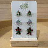 Christmas Glitter Resin Stud Pack (3 pairs)