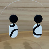 Black & White Modern Dangles - Capsule Shape
