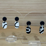 Black & White Modern Dangles - Capsule Shape