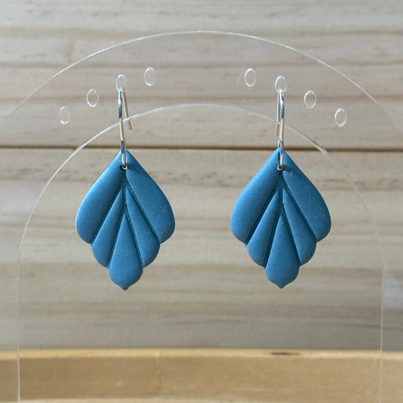 Teal Scalloped Leaf Dangles