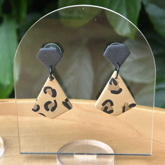 Animal Print Diamond Shape Dangles