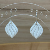 White Mini Scalloped Leaf Earrings