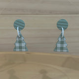 Soft Green & White Gingham Christmas Trees Dangles
