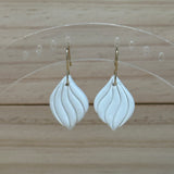 White Mini Scalloped Leaf Earrings