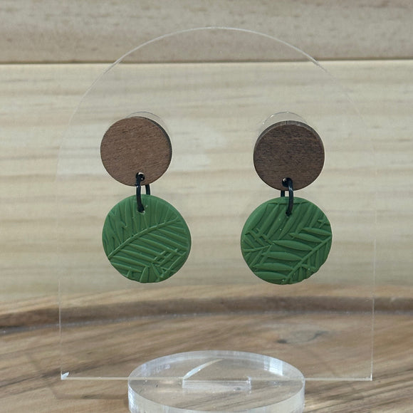 Khaki Palm Wood Top Dangles
