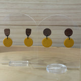 Mustard Wood Top Dangles - Sunflower texture