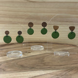 Khaki Round Wood Top Dangles
