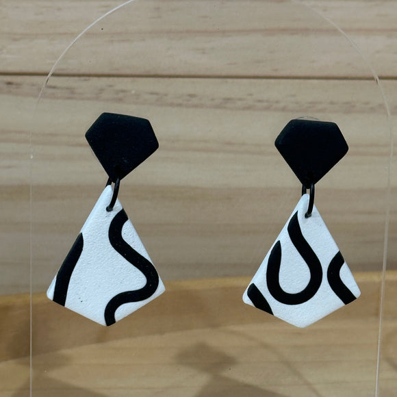 Black & White Modern Dangles - Diamond Shape