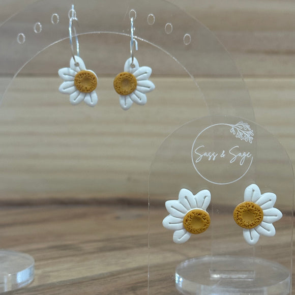 Mini Half Daisy Hoops or Studs